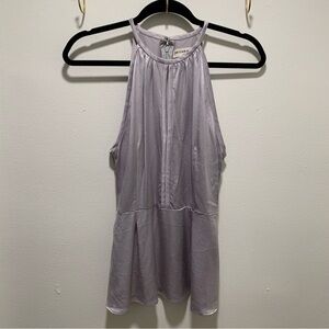 ANTHROPOLOGIE Artisan De Luxe Tank Top Satin Key Hole Slit Peplum Size Small